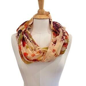 J. Jill Floral Infinity Scarf, Lightweight, Red, Orange, Green